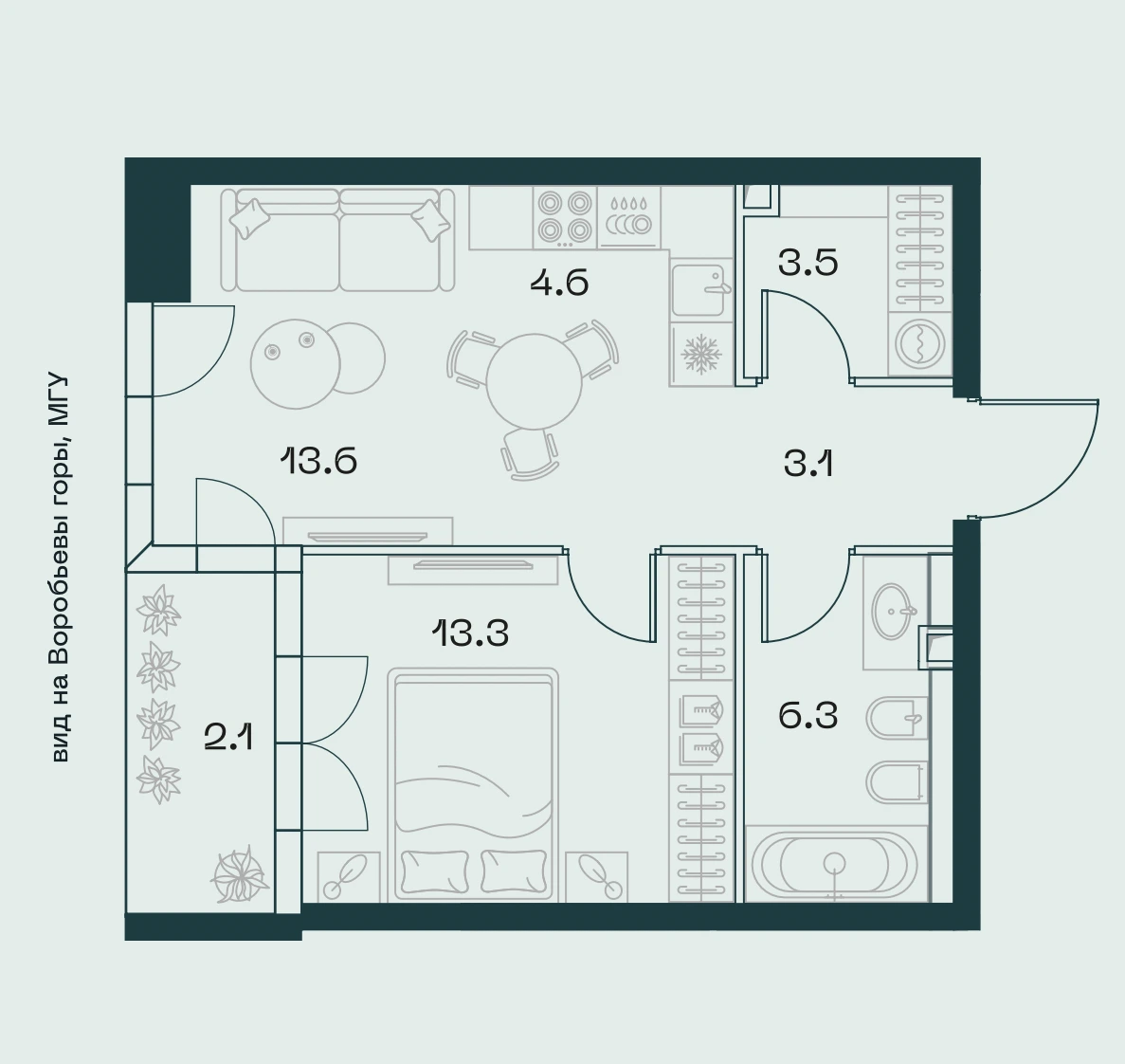 1-комнатные квартиры от 45 м² — 34,9 млн ₽